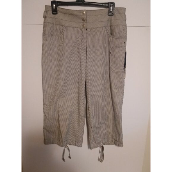 Barbara Lesser Pants - Barbara Lesser Fibers Striped Cargo Capris Womens Size 6 CUTE!